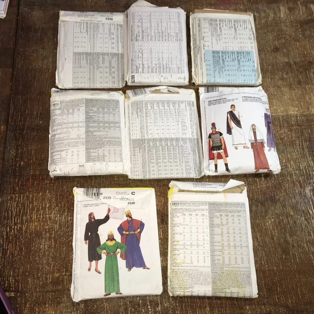 **Lot of 8** Sewing Patterns Mens Womens Unisex Halloween Costume Cosplay ALLCUT